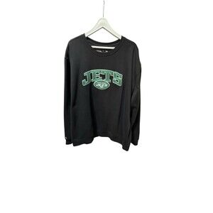 Men's Antigua Black New York Jets Victory Chenille Pullover Sweatshirt Size 3X